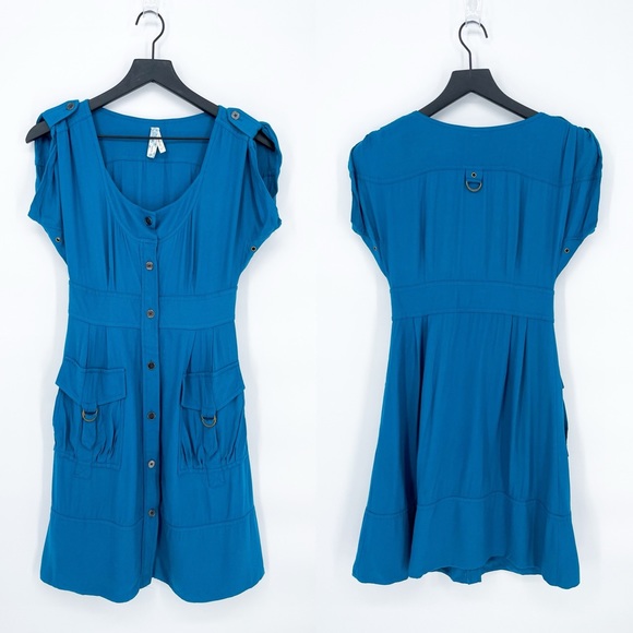 Anthropologie Maeve Staysail Buttonfront Shirt Dress Blue Size 0 - Picture 1 of 11